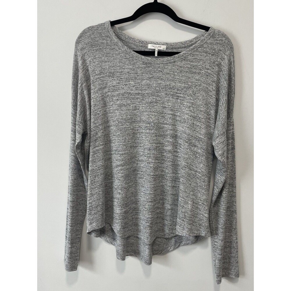 Rag And Bone Large Heather Grey Lightweight Minimalist Casual Top Modern Soft
